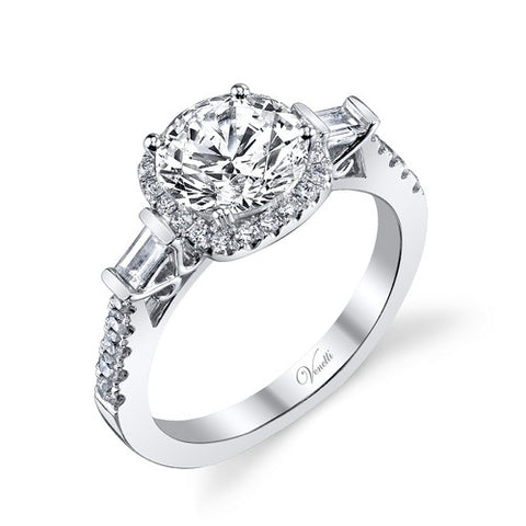 14K W RING 46RD 0.38CT, 2BG 0.13CT