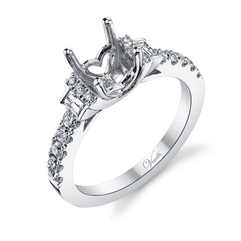 14K W RING 16RD 0.36CT, 2BG 0.11CT