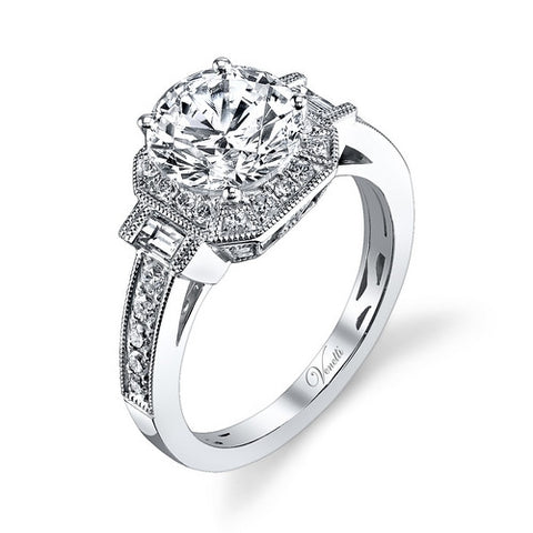 14K W RING 38RD 0.40CT, 2BG 0.17CT