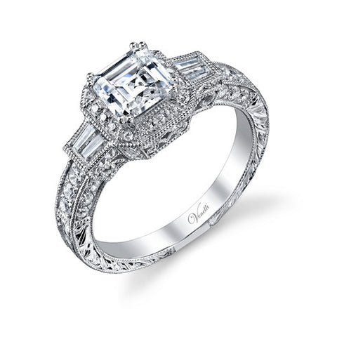 14K W RING 46RD 0.40CT, 4BG 0.18CT