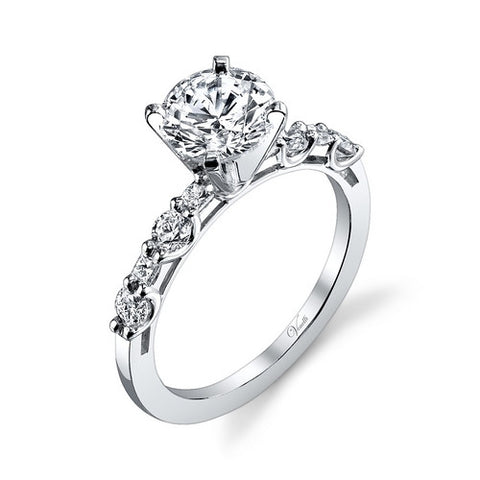 14K W RING 4RD 0.33CT, 4PC 0.13CT