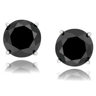 1.00ct; One Carat Black Diamond Studs in Sterling Silver (.23-.27ct total weight)