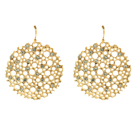 14K Gold Plated Lace Cake Rhinestone Earrings