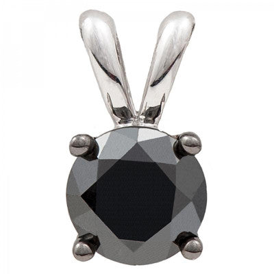 1/4ct; Quarter Carat Single Stone Black Diamond Pendant in Sterling Silver (.23-.27ct total weight)
