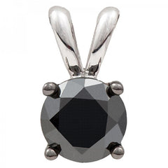 1/2ct; Half Carat Black Diamond Single Stone Pendant in Sterling Silver (.45-.55ct total weight)