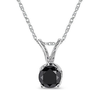 1/2ct; Half Carat Black Diamond Single Stone Pendant in Sterling Silver (.45-.55ct total weight)