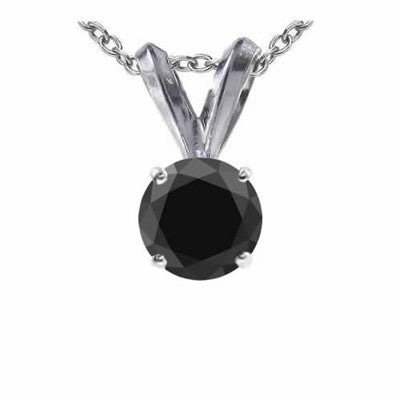 1/2ct; Half Carat Black Diamond Single Stone Pendant in Sterling Silver (.45-.55ct total weight)