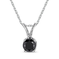 1/2ct; Half Carat Black Diamond Single Stone Pendant in Sterling Silver (.45-.55ct total weight)